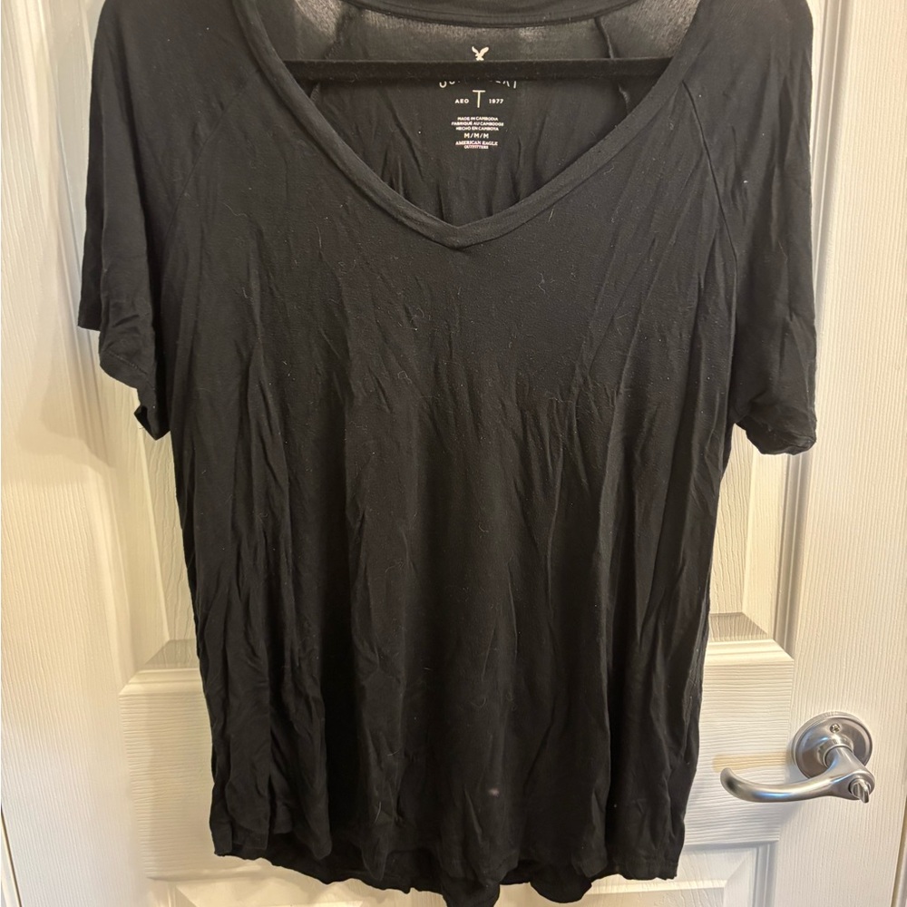 AE Soft & Sexy Women's Black V-Neck Top